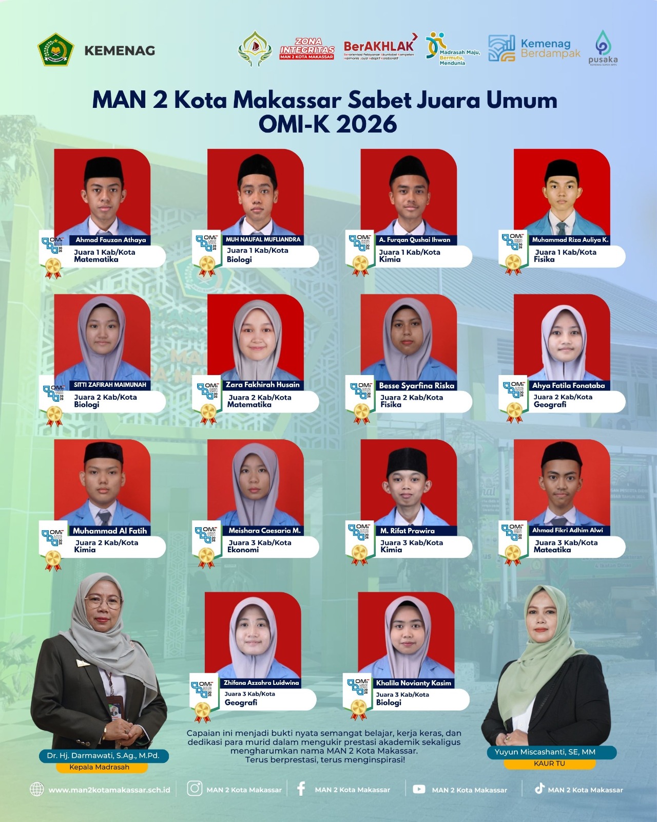 Borong 14 juara, Duta Sains MAN 2 Kota Makassar Siap Menguncang OMI Tingkat Provinsi!