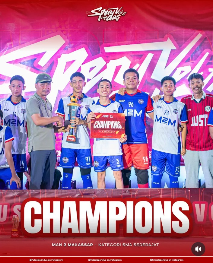 Tampil Solid dan Pantang Menyerah, MAN 2 Kota Makassar Amankan Gelar Juara Futsal Spendu